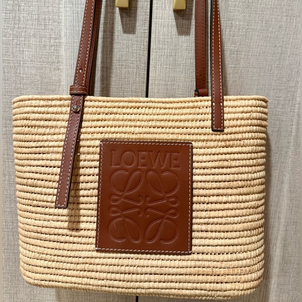 Authentic Loewe Tan and Brown Women's wicker bag small tote